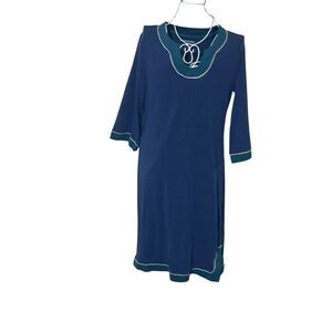 Soft Surroundings Cotton Modal Blend 3/4 Sleeve Dress Boho V-Neck  Boho Dress si